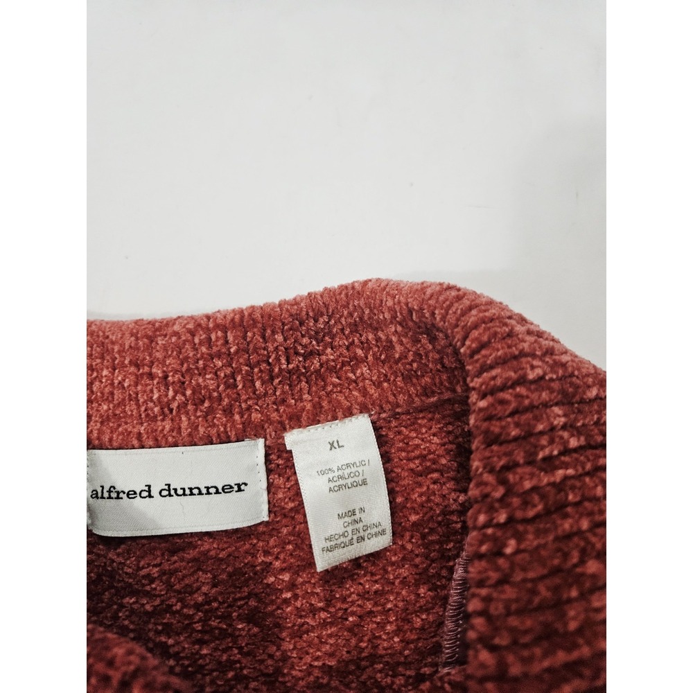 Alfred Dunner Rustic Red Cable Knit Collared Sweater Size XL Floral Accents - Picture 8 of 9